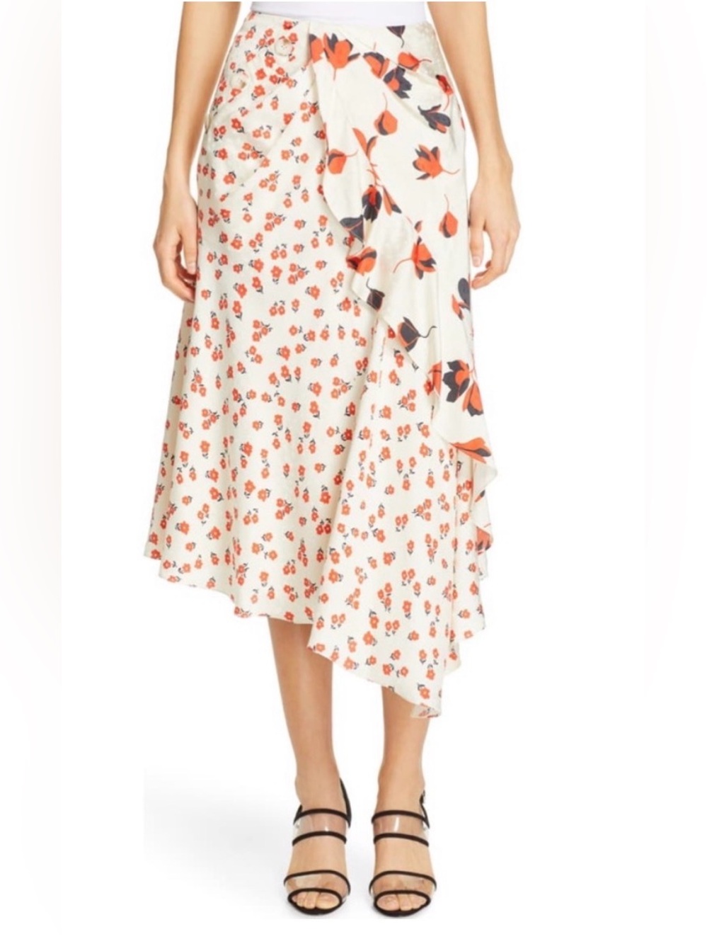 Self Portrait Silk Midi Skirt